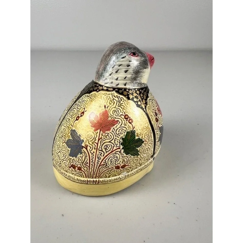 Whimsical Quail Bird Trinket Box Hand Painted Decorative‎ Keepsake Storage